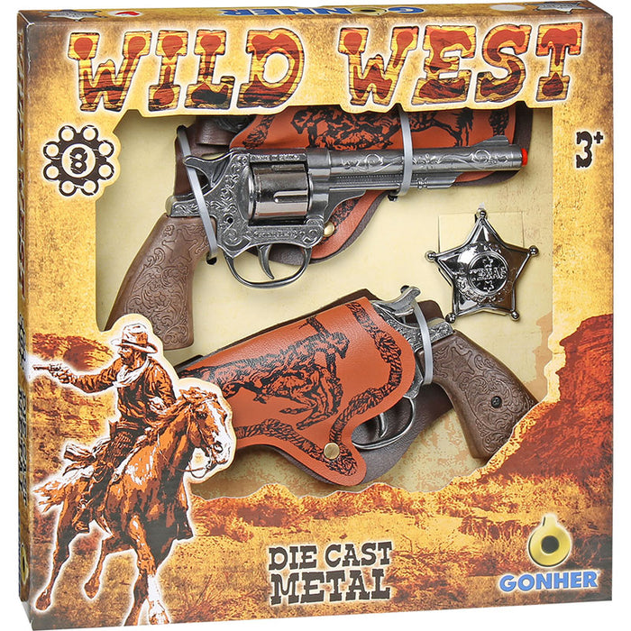 Gonher Wild West Metal Cap Gun 2 Pack Set - 8 Shot