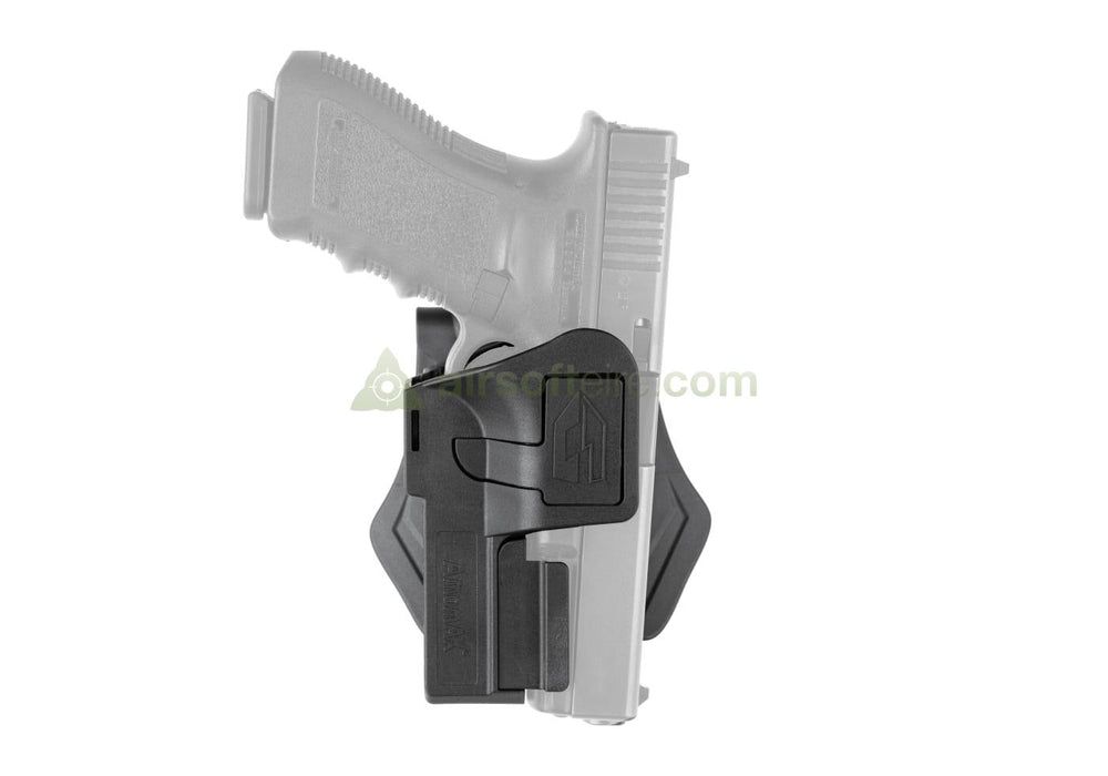 Amomax Q.R. Universal Paddle Holster for Rail Pistols - Black