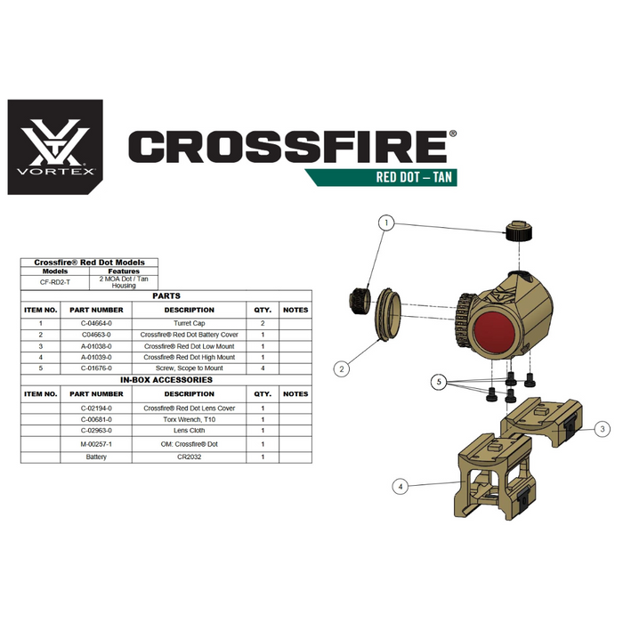 Vortex Optics Crossfire Red Dot - Tan