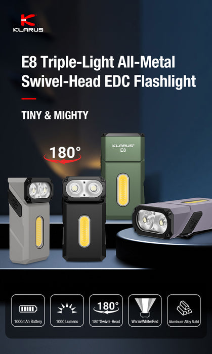 Klarus E8 EDC Flashlight - 1000LM - OD