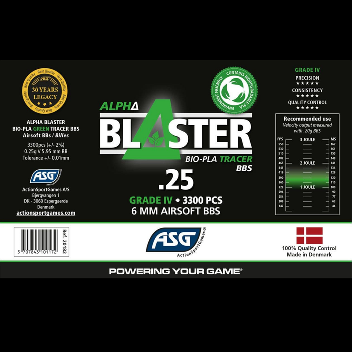 ASG Alpha Blaster Bio Tracer 0.25g 3300 BBs in Bottle