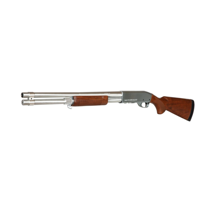S&T M870 Spring Shotgun Long - Silver - Metal & Real Wood