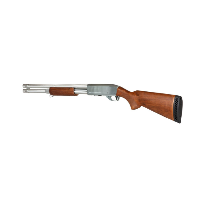 S&T M870 Spring Shotgun Long - Silver - Metal & Real Wood