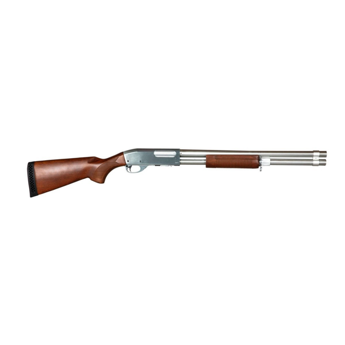 S&T M870 Spring Shotgun Long - Silver - Metal & Real Wood