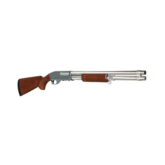S&T M870 Spring Shotgun Long - Silver - Metal & Real Wood