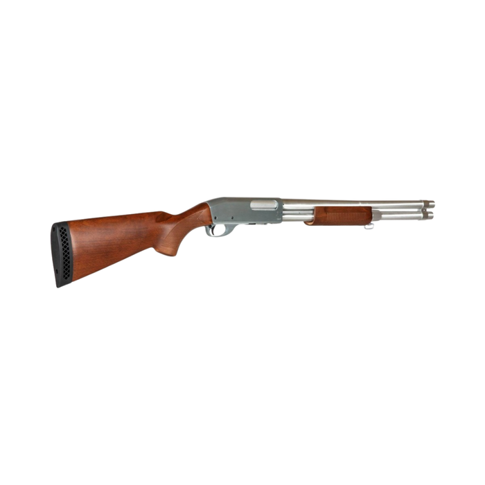 S&T M870 Spring Shotgun Long - Silver - Metal & Real Wood