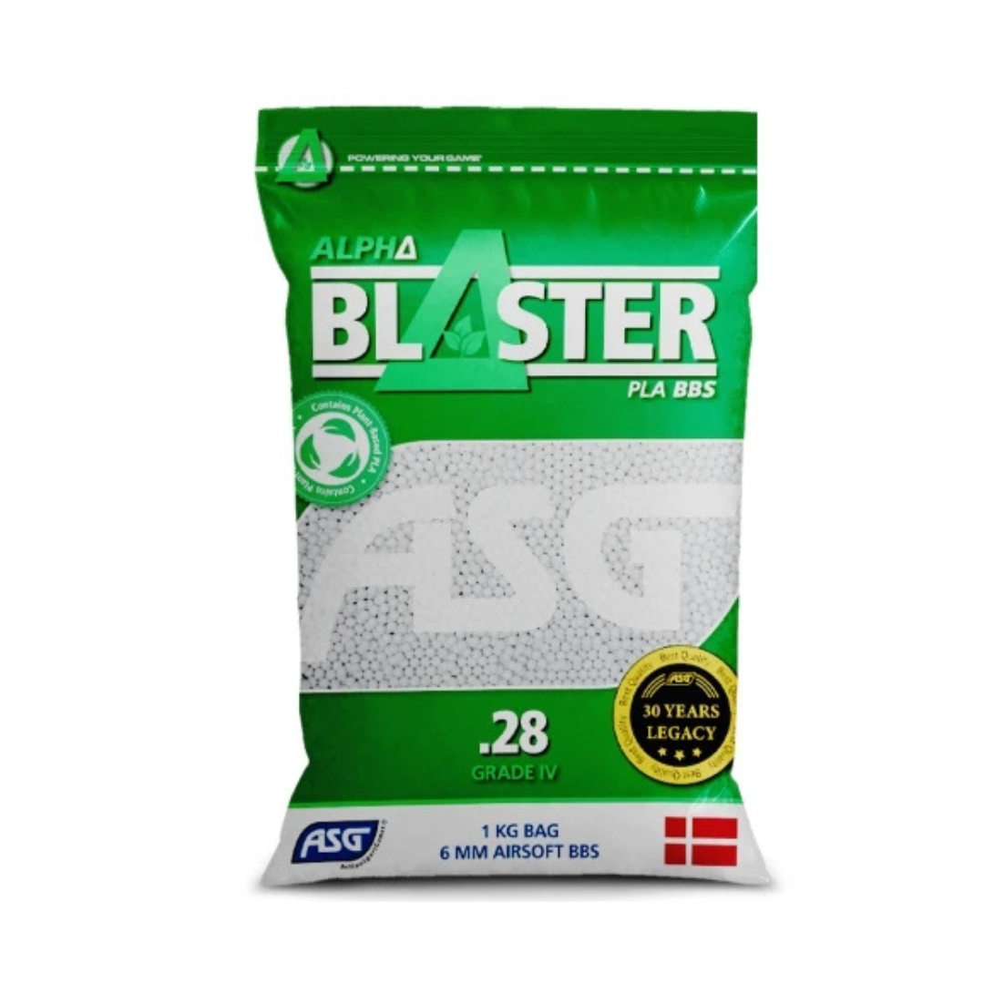 New ASG Alpha Blaster Bio 0.28g BB - 1kg Bag (4000 BBs) — AirsoftEire