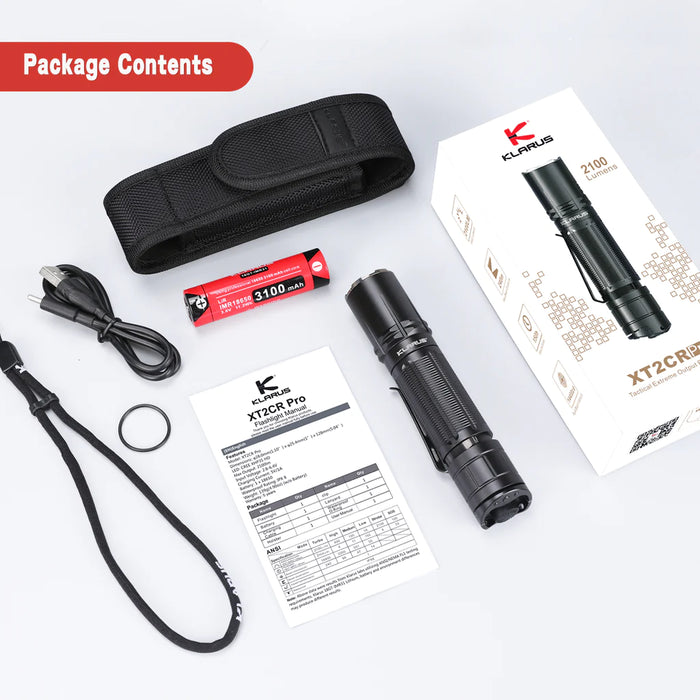 Klarus XT2CR Pro Flashlight & Battery - 2100LM