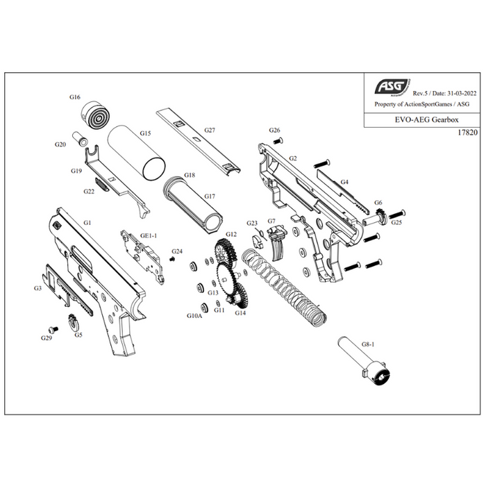 ASG Gearbox Casing incl. Accessories - EVO 3 Models