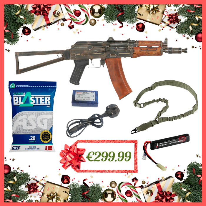 APS AK-74U Full Metal/Real Wood Battle Worn - Christmas Bundle