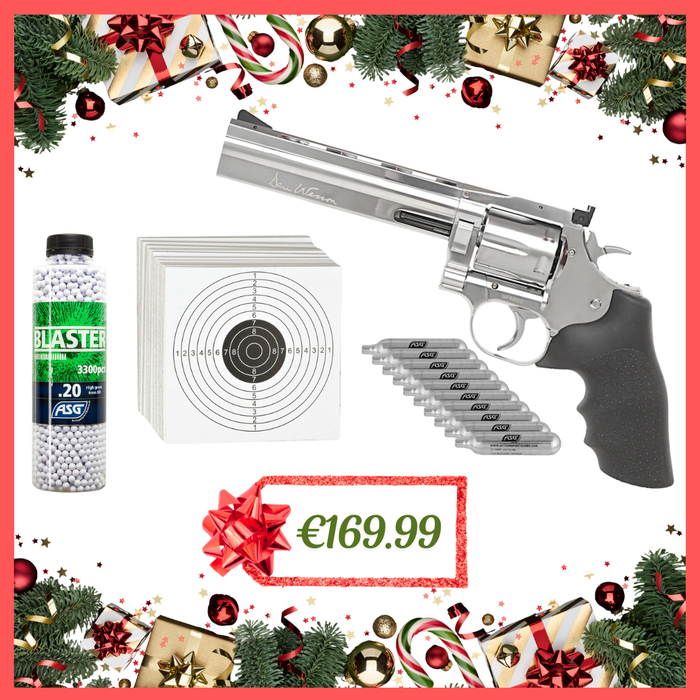 ASG Dan Wesson 715 6" Revolver Silver - Christmas Bundle