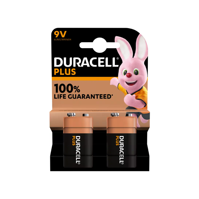 Duracell Plus 9V Batteries - 2 Pack