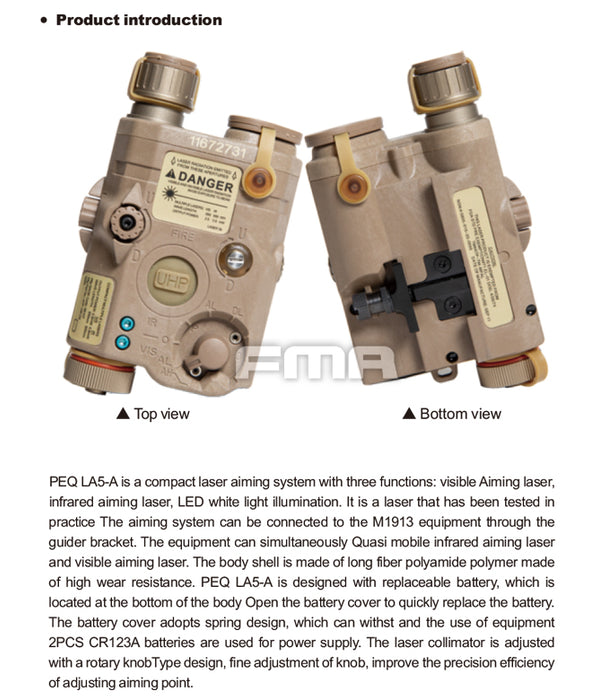 FMA PEQ LA5-A Upgraded - Light, Laser & IR Laser - Tan