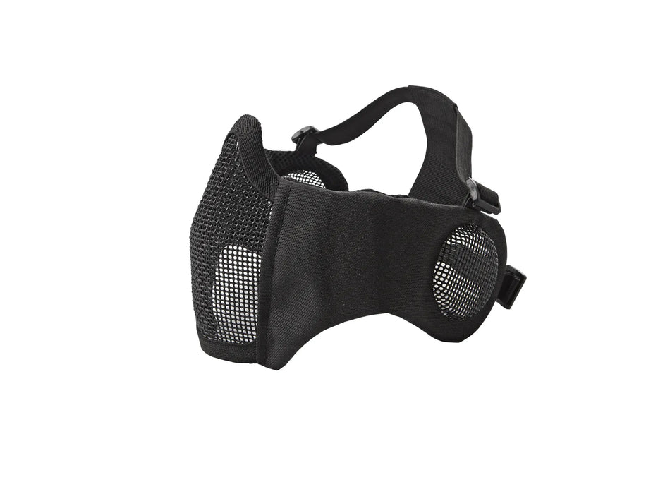ASG Mesh Half Face Mask With Cheek Pads & Ear Protection - Black