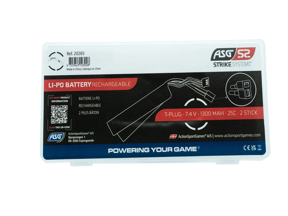 Strike Systems 7.4V 1300mAh 25C LIPO Battery - Sticks - Deans (T-Plug)