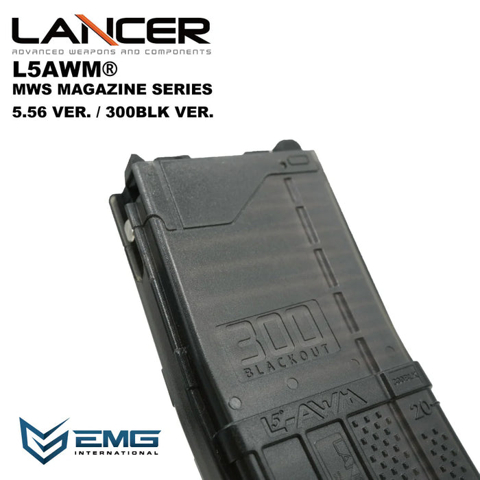 EMG Lancer Systems L5AWM 35rd Gas Magazine for MWS - 300BLK - Smoke