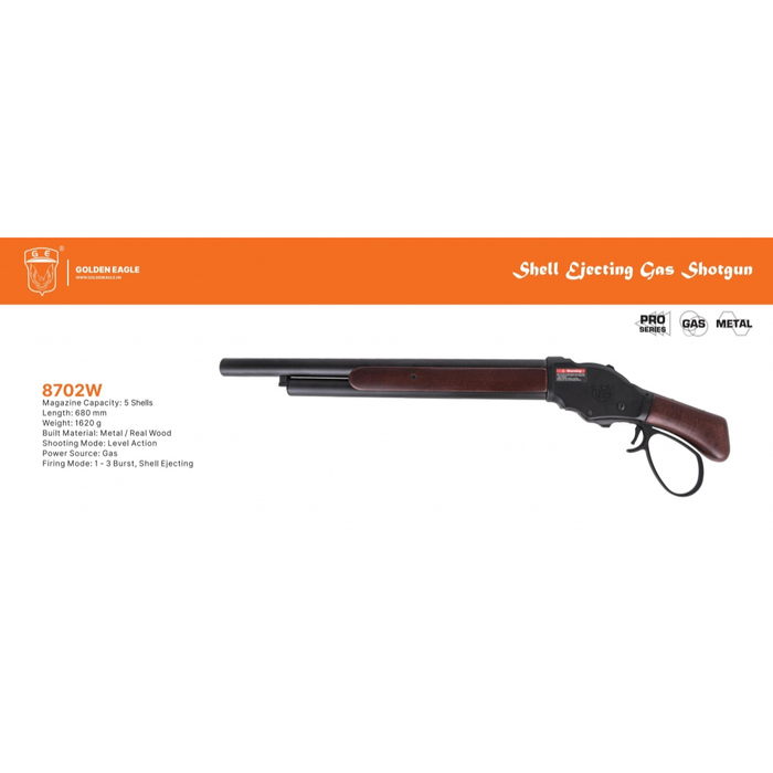 Golden Eagle M1887 RWL Shell Ejecting Lever-Action Gas Shotgun - 5 Shells