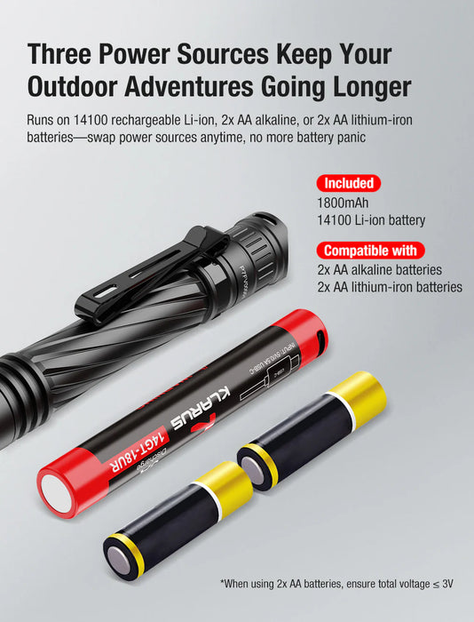 Klarus P2 Compact Flashlight & Battery - 1000LM