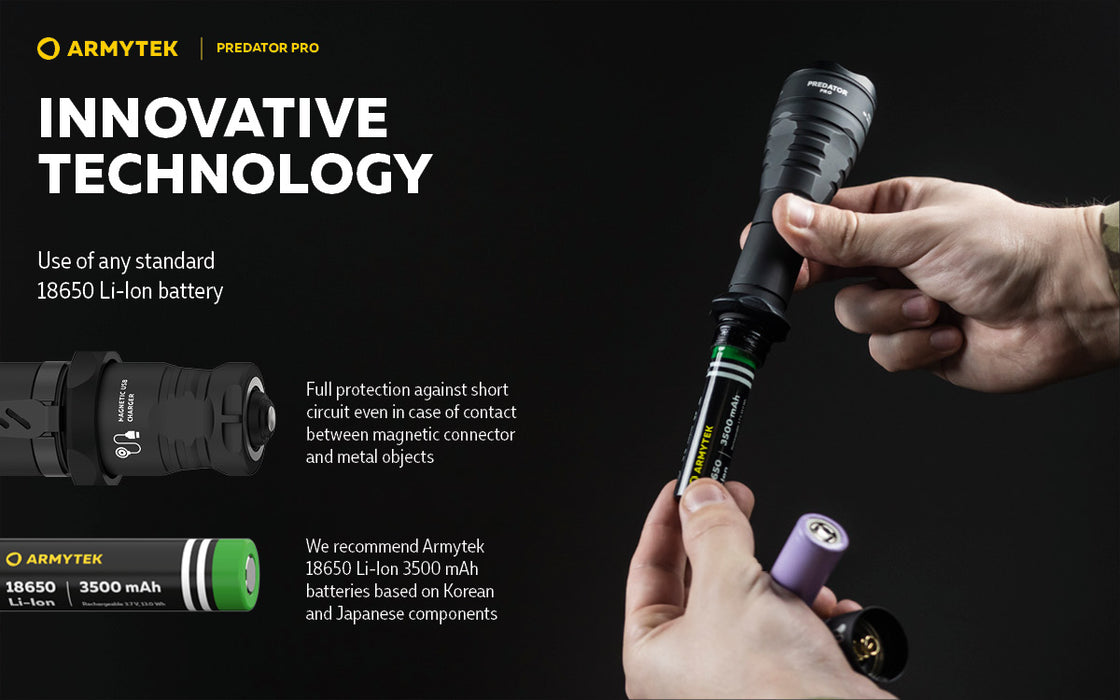 Armytek Predator Pro Flashlight Extended Set - Black