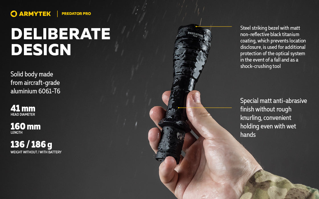 Armytek Predator Pro Flashlight Extended Set - Black