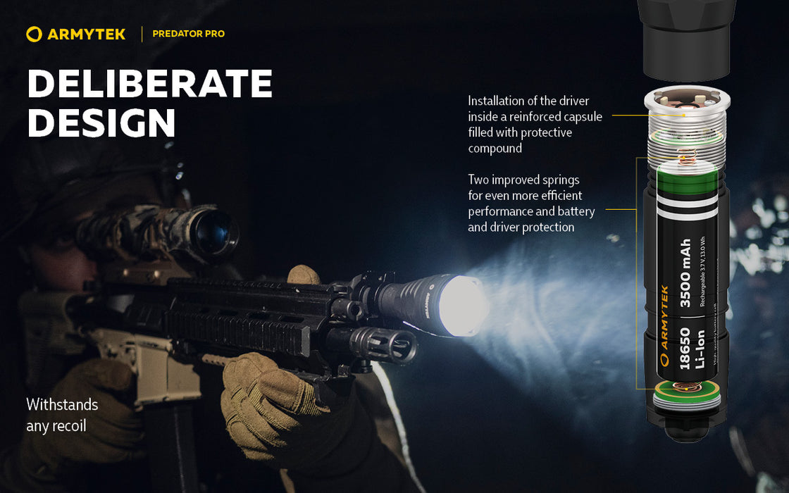 Armytek Predator Pro Flashlight Extended Set - Black