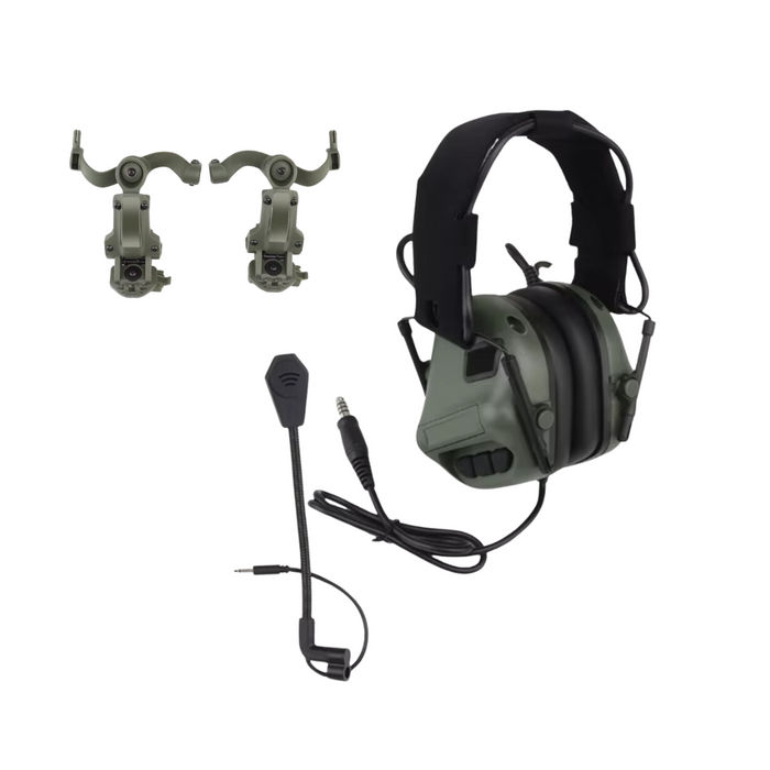 Green Headset with Helmet Adapters