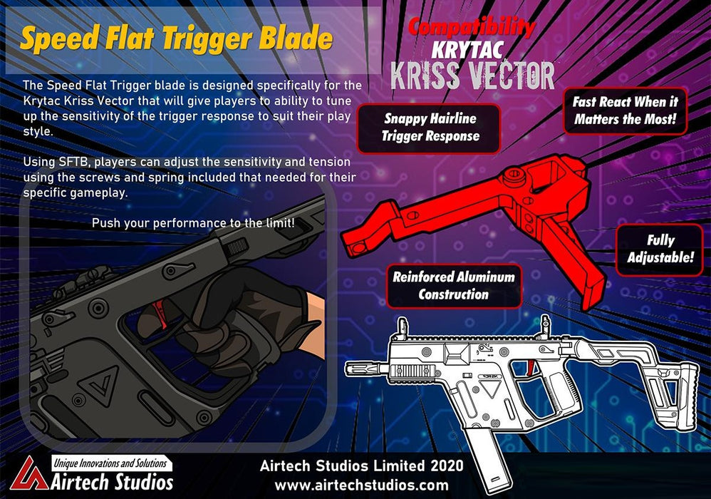 Airtech Studios Speed Flat Trigger Blade - Krytac Kriss Vector - Black