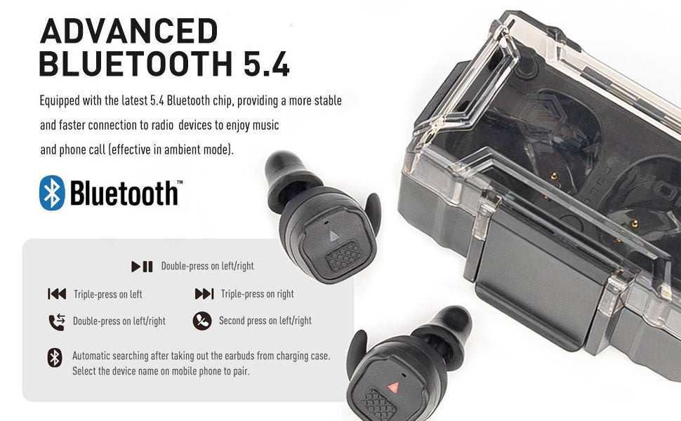 Earmor M20T Pro Bluetooth Hearing Protector Earbuds - Black