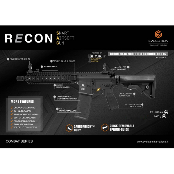 Evolution Recon MK18 Mod 1 10.8" Carbontech Rifle ETS II - Black