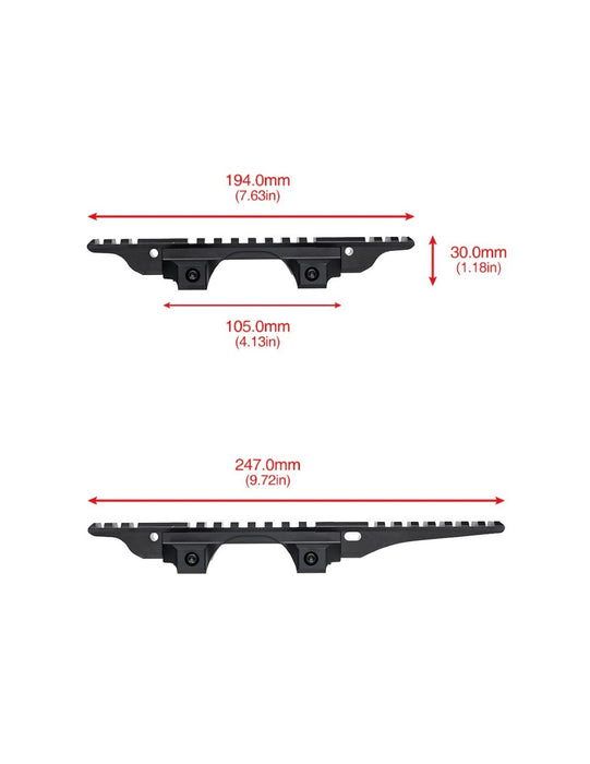 WADSN Picatinny Riser Mount for Red Dot w/ Magnifier & PEQ - Black