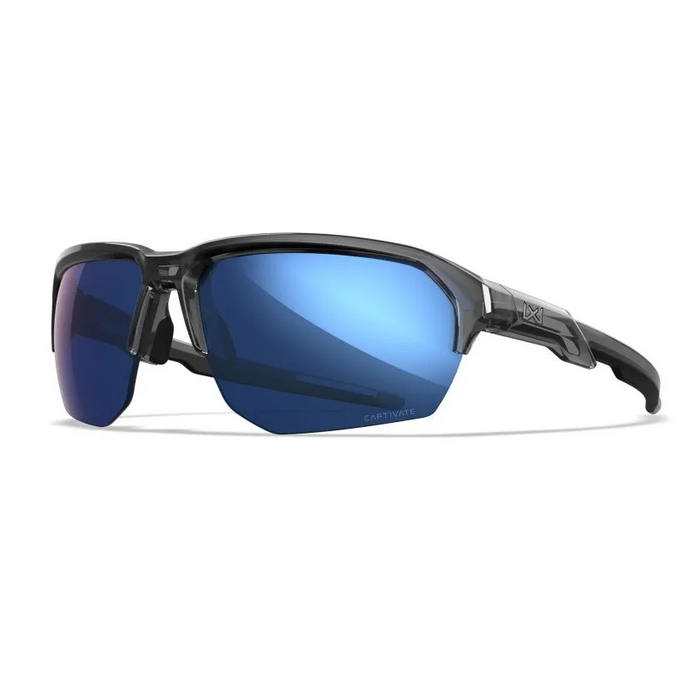 Wiley X WX JAKL Sunglasses - Polarized Blue Mirror Lens / Gloss Crystal Grey Frame