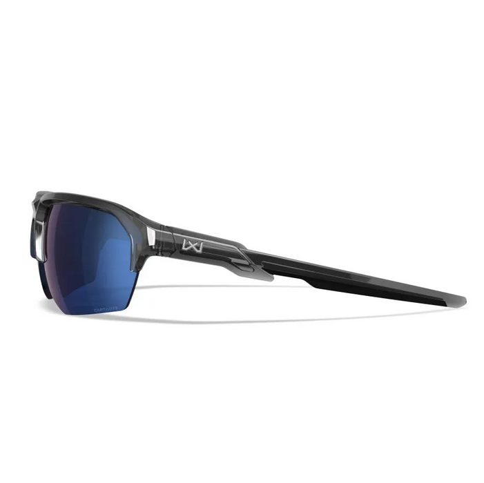 Wiley X WX JAKL Sunglasses - Polarized Blue Mirror Lens / Gloss Crystal Grey Frame
