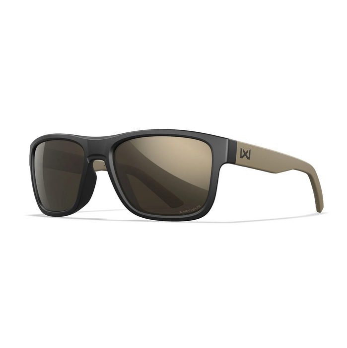 Wiley X WX OVATION Sunglasses - CAPTIVATE™ Tungsten Mirror Lens / Matte Black/Tan Frame