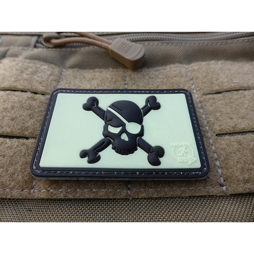 JTG 3D Rubber Pirate Skull Patch - Glow in Dark