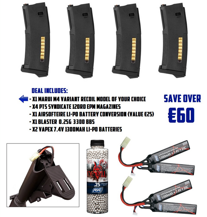 Tokyo Marui Recoil Shock Bundle, batteries, magazines & bbs all listed in pic