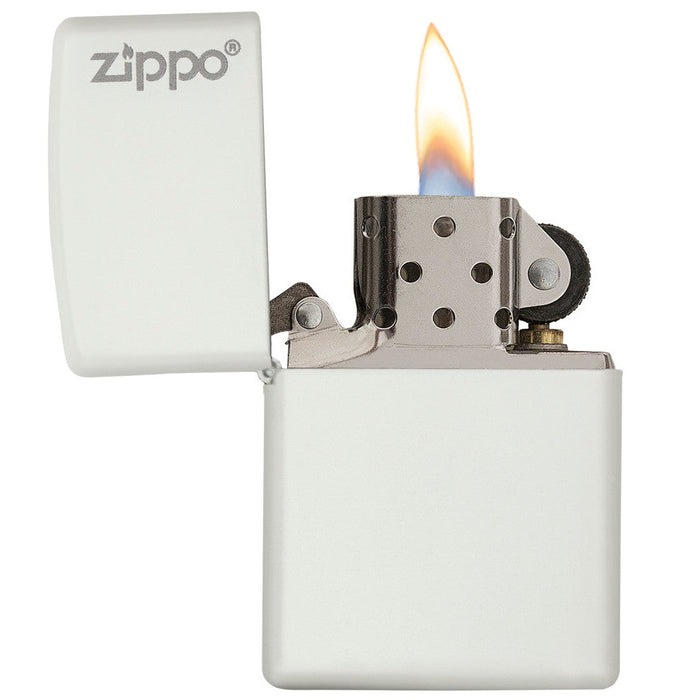 Zippo White Matte Zippo Logo Lighter - 60001270