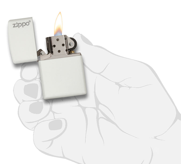 Zippo White Matte Zippo Logo Lighter - 60001270