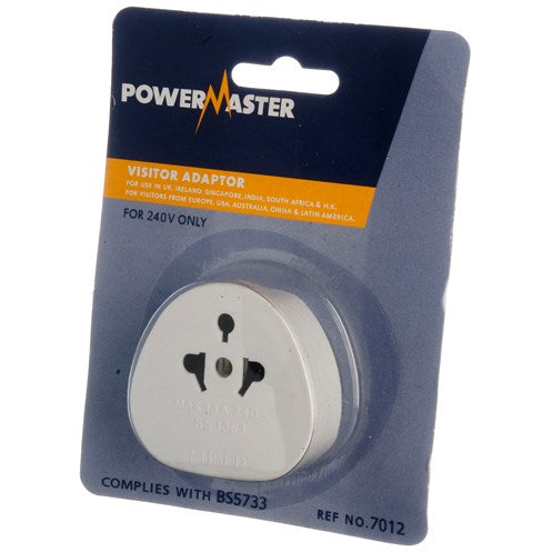 PowerMaster European 2 Pin to UK 3 Pin Plug Adapter