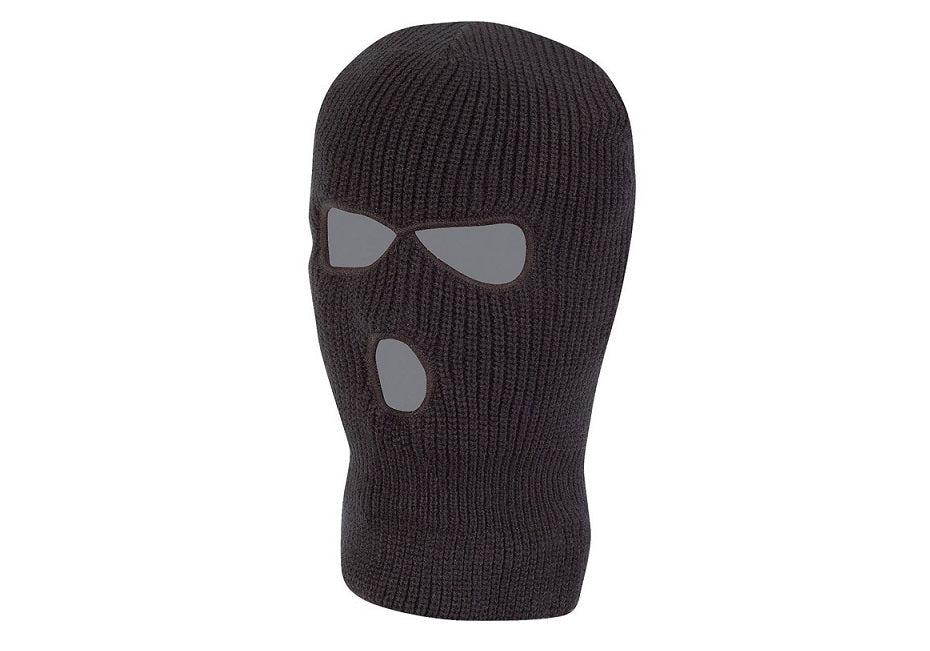 KombatUK Knitted Acrylic 3 Hole Balaclava - Black