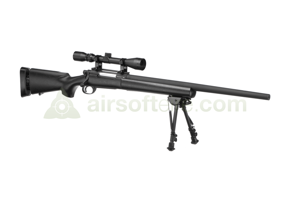 Snow Wolf M24 SWS Rifle/Scope/Bipod Kit - Black