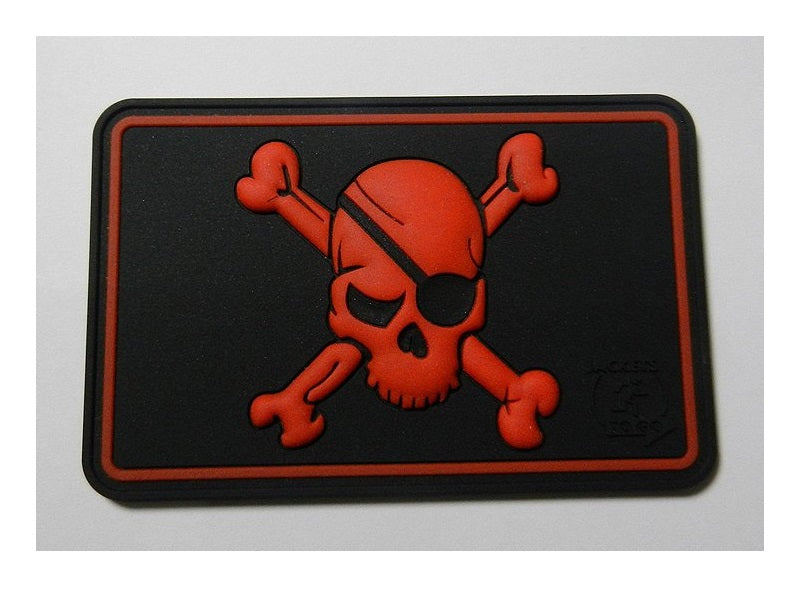 JTG 3D Rubber Pirate Skull Patch - Black/Red