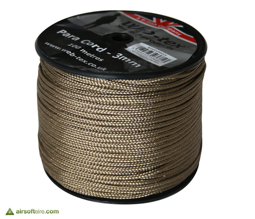 Web-Tex 3mm Coyote Paracord - 100 Metres