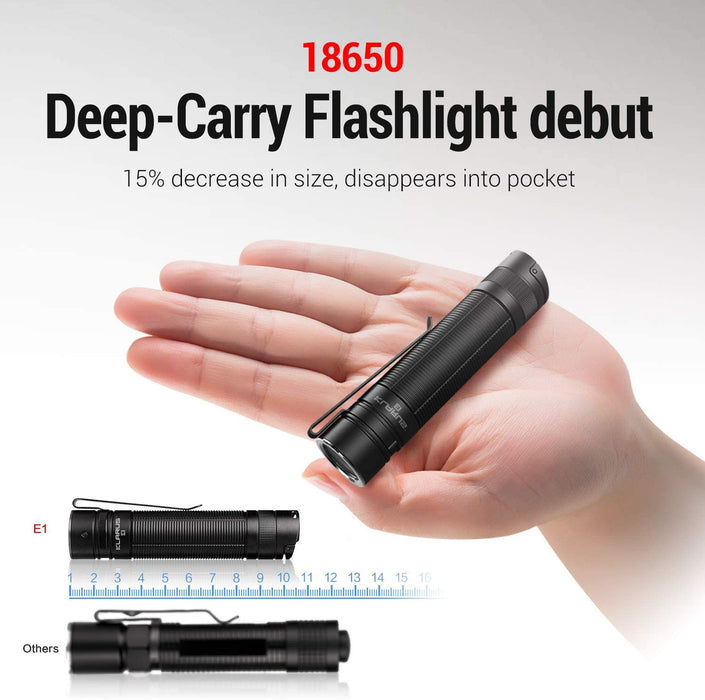 Klarus E1 Deep Carry Flashlight & Battery - 1000LM