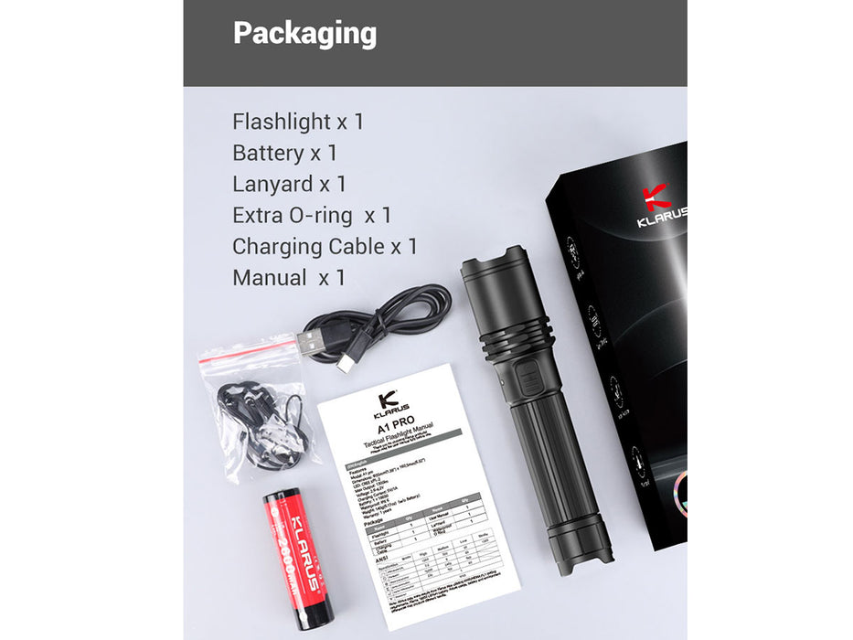 Klarus A1 Pro Flashlight & Battery - 1300LM