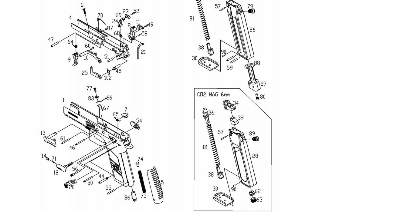 ASG/KJW P-09 Hammer Assembly - Ref #17657 - Part #8,11,21,58